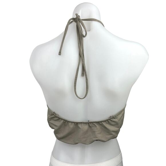 Zara Women's Tan Sleeveless Halter Neck Open Back Modern Casual Crop Top Size S - Picture 2 of 4